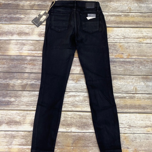 Henry and belle super skinny ankle coated black jeans zip detail - Picture 3 of 8